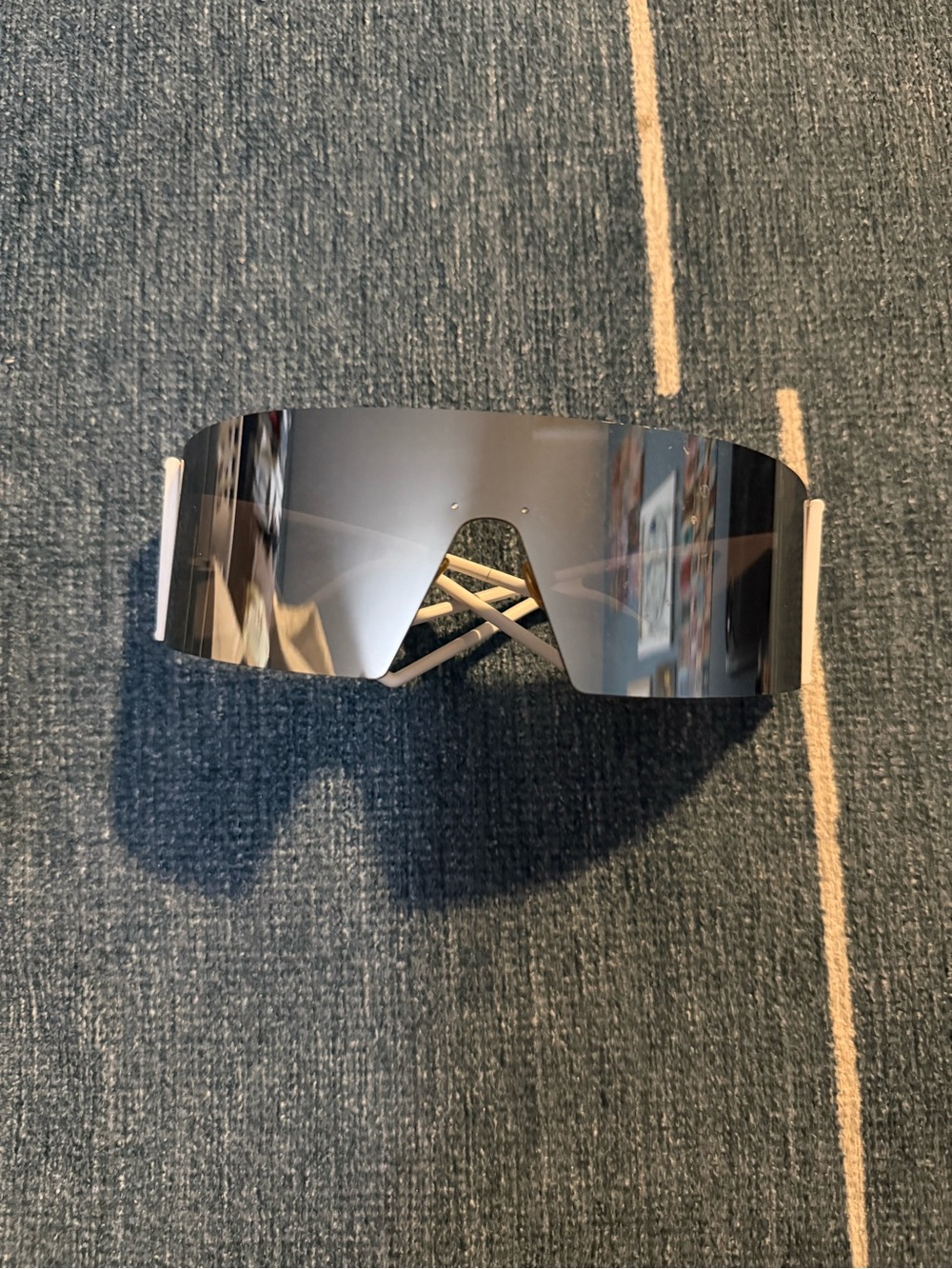 Futuristic Silver Mirrored Shield Visor Sunglasses